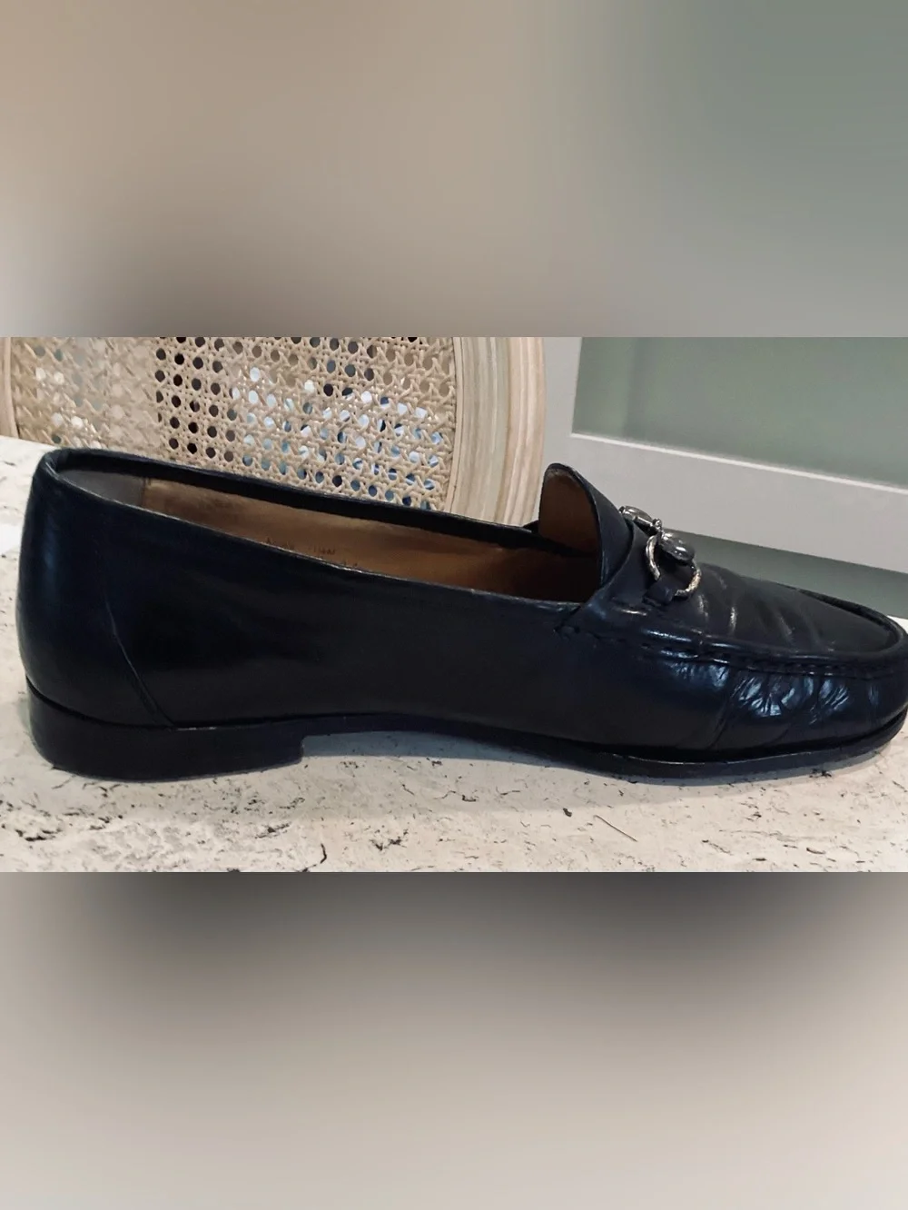 Cole Haan Black Leather Horsebit Loafers